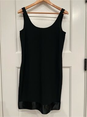 Perry Ellis Black Mini Slip Dress with Silk Hem